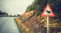 Watch For Moose Road Sign Royalty Free Stock Photo