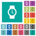 Watch square flat multi colored icons