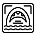 Watch out for sharks icon outline vector. Marine animal warning Royalty Free Stock Photo