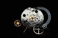 Watch parts on a black background . small detail Royalty Free Stock Photo