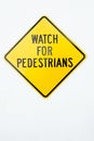 Watch for pedestrians sign Royalty Free Stock Photo