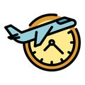 Watch plane icon color outline vector