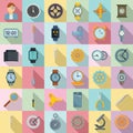 Watch repair icons set, flat style