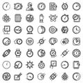 Watch repair icons set, outline style