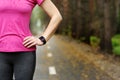 Watch for sports with smartwatch. Jogging training for marathon. Royalty Free Stock Photo