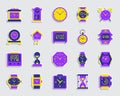 Watch patch sticker icons vector set