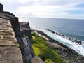 Watch tower in El Morro castle at old San Juan, Puerto Rico. Royalty Free Stock Photo