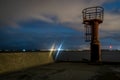 A watch tower at the end of a pier. Royalty Free Stock Photo