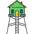 Watch tower icon observation building vector sign