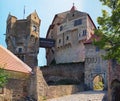 The watch tower in Pernstejn Castle. This castle built on a rock above the village of Nedvedice, South Moravian Region