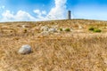 Watch tower on rocky beach