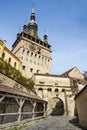 Watch tower in Sighisoara town, Romania Royalty Free Stock Photo