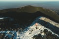 Watch tower at spil mountains peak with snow in the winter season Royalty Free Stock Photo