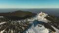 Watch tower at spil mountains peak with snow in the winter season Royalty Free Stock Photo