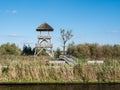 Watch tower with viewing platform in national park Alde Feanen, Friesland, Netherlands Royalty Free Stock Photo