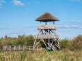 Watch tower with viewing platform in national park Alde Feanen, Friesland, Netherlands Royalty Free Stock Photo