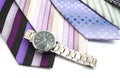 Watch and Variety of colorful neckties