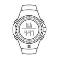 Watch wrist vector icon.Outline vector icon isolated on white background watch wrist. Royalty Free Stock Photo