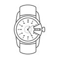 Watch wrist vector icon.Outline vector icon isolated on white background watch wrist. Royalty Free Stock Photo