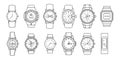 Watch wrist vector outline set icon. Isolated outline set icon wristwatch. Vector illustration clock on white background Royalty Free Stock Photo