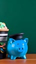 3D blue piggy bank illustration ai generated