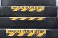 Watch your Step sign on stairs Royalty Free Stock Photo