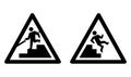 Watch your step sign, vector stick figure and stairs icon. Royalty Free Stock Photo