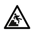 Watch your step sign, vector stick figure and stairs icon.