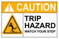 Watch your step tripping hazard caution sign isolated Royalty Free Stock Photo