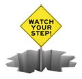 Watch Your Step Warning Sign Hole Danger Risk Mitigation Royalty Free Stock Photo