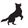Dog silhouette isolated on white background. Pet dog jumping black icon.