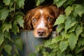 watchful dog peering through a fence Royalty Free Stock Photo