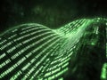 Watching digital code flow, a mesmerizing wave of data
