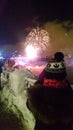 Watching Fireworks over frozen Niagara falls Royalty Free Stock Photo