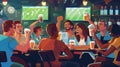 Watching with friends from a pub or on TV: Camaraderie and bonding among patrons over their shared love of sport, the