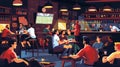 Watching with friends from a pub or on TV: Camaraderie and bonding among patrons over their shared love of sport, the