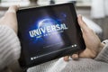 Watching movie on iPad. Universal pictures