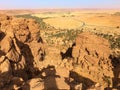 Oasis of Taghit from the Djebel Baroun ruins Royalty Free Stock Photo