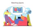 Watching Sports concept. Enthusiastic friends react to a thrilling sports game online.