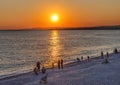 Watching Sun Go Down Beach Reflection Mediterranean Sea Nice France Royalty Free Stock Photo