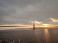 Watching the sunset, crossing the bridge in Canakkale, Turkey Royalty Free Stock Photo