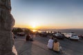 Watching Sunset At Crown Point`s Vista House Columbia River Gorge Royalty Free Stock Photo