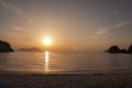 Watching the sunset from Plathiena beach at Milos island in Greece