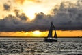 Watching the sunset while sailing Royalty Free Stock Photo