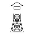 Watching tower Overview forest ranger fire site contour outline icon black color vector illustration flat style image