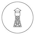 Watching tower Overview forest ranger fire site icon in circle round black color vector illustration solid outline style image
