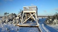 Watching tower in swamp, Lithuania Royalty Free Stock Photo