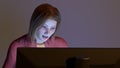 Woman watching computer screen tv connectivity remote access network 3D illustration
