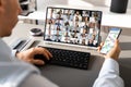 Watching Video Conference Business Webinar Royalty Free Stock Photo