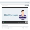 Watching video lessons online, a male teacher teaches online